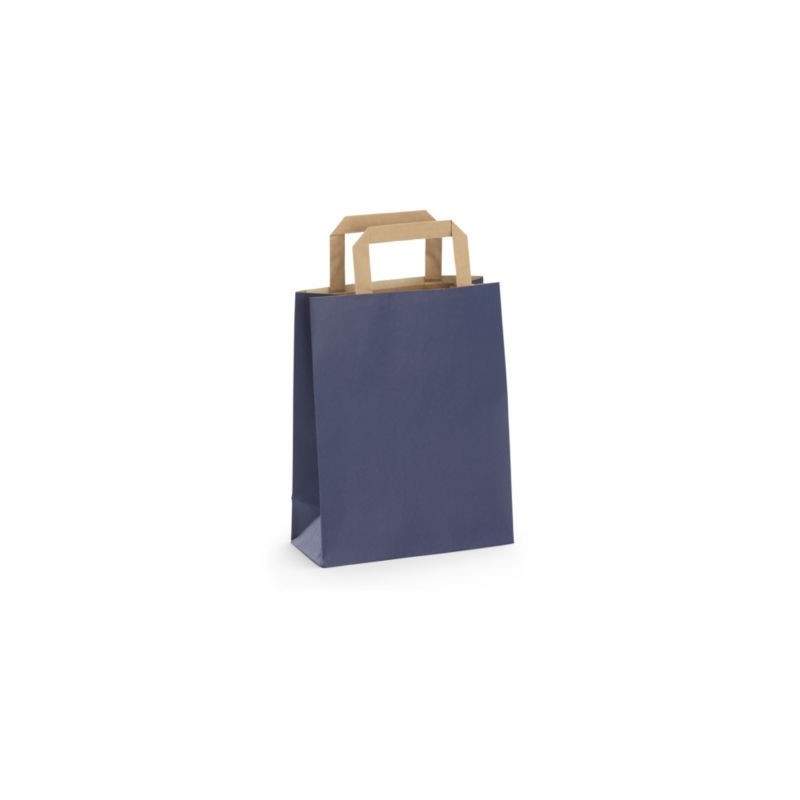 Sac kraft bleu intérieur brun à poignées plates RAJA 45 x 48 x 17 cm - Paquet de 100