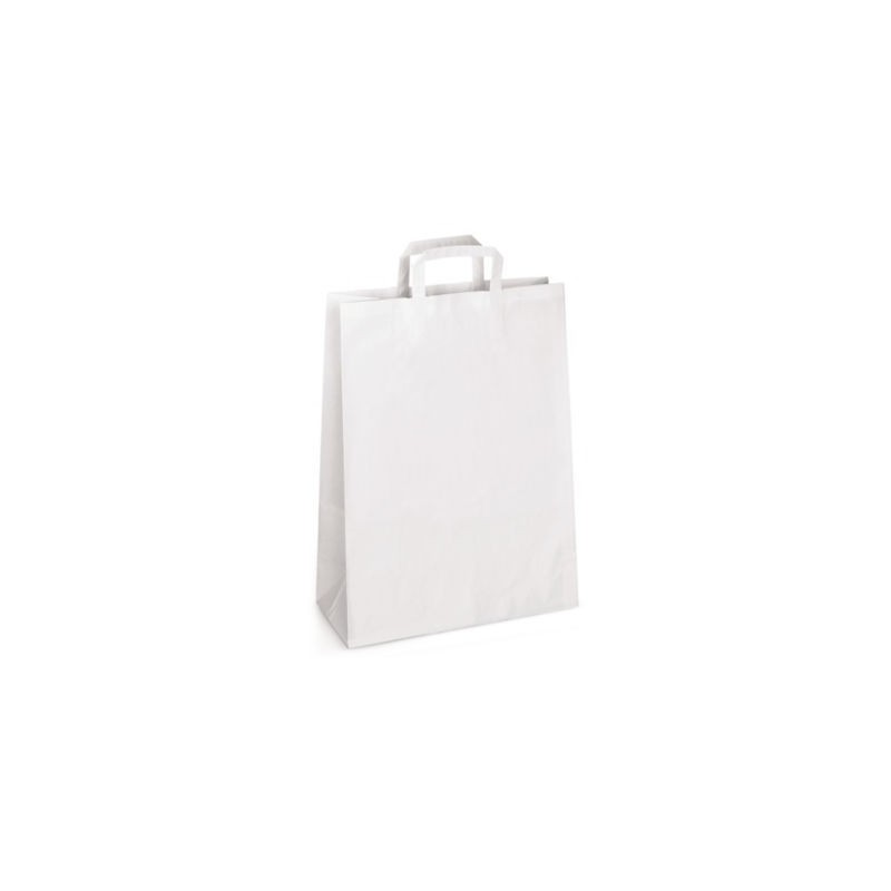 Sac kraft blanc à poignées plates RAJA 22 x 28 x 10 cm - Paquet de 250