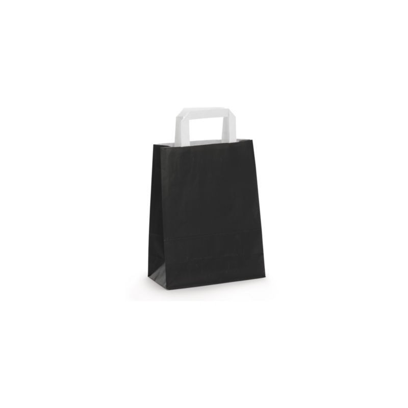Sac kraft lumière noir à poignées plates RAJA 22 x 28 x 10 cm - Paquet de 50