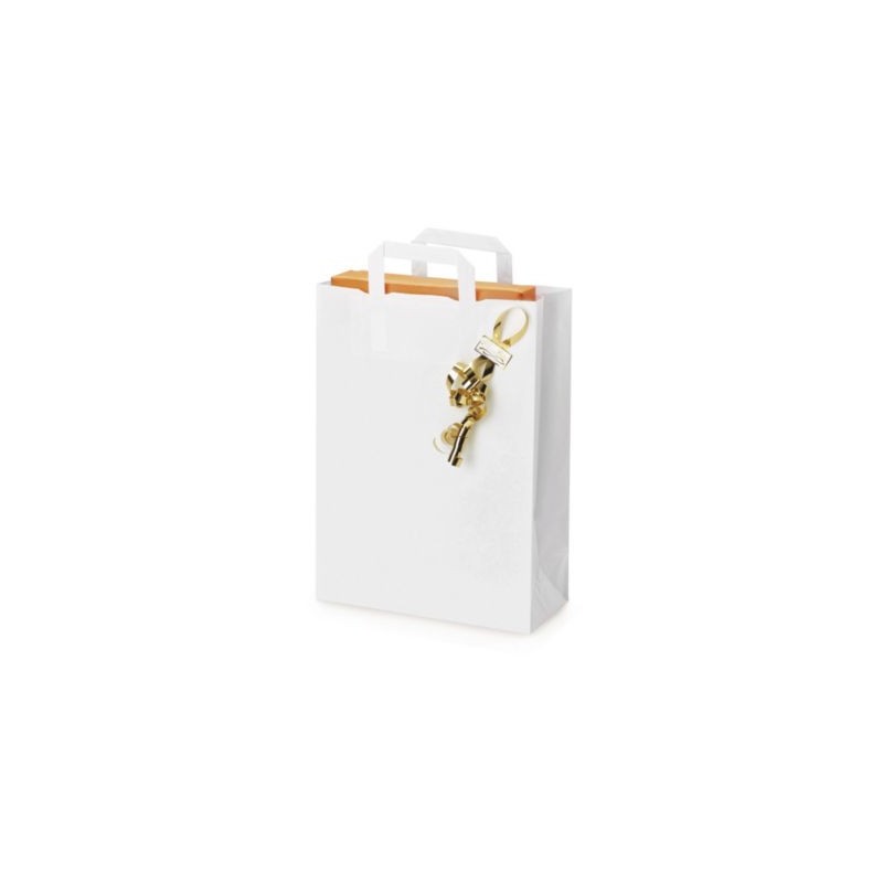 Sac kraft blanc à poignées plates RAJA 26 x 35 x 12 cm - Paquet de 250