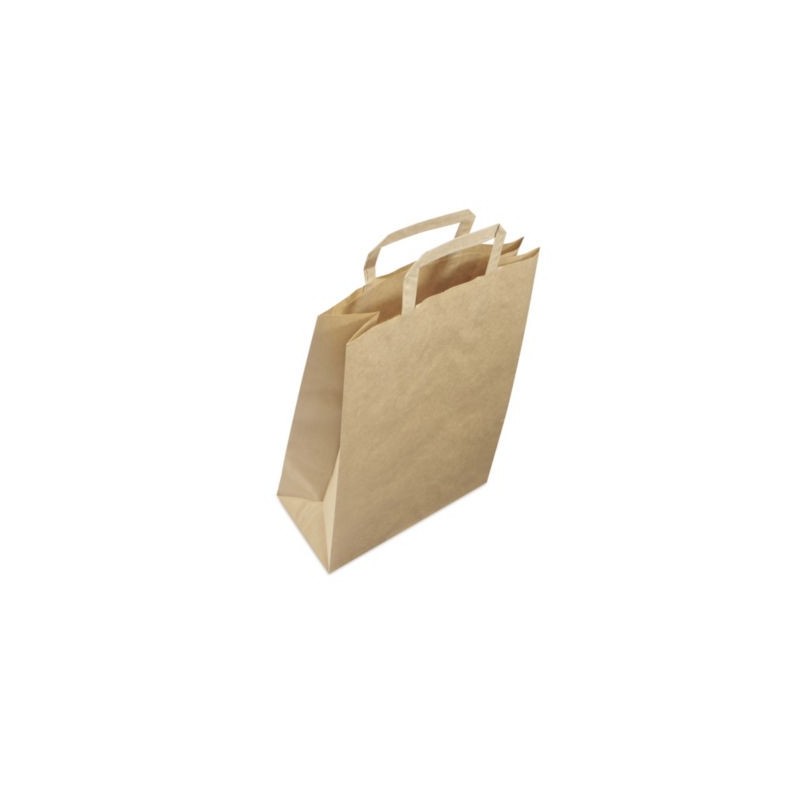 Sac kraft brun à poignées plates RAJA 26 x 35 x 12 cm - Paquet de 250