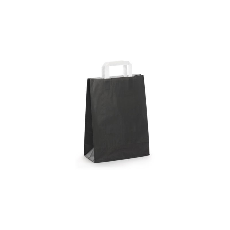 Sac kraft lumière noir à poignées plates RAJA 26 x 35 x 12 cm - Paquet de 50