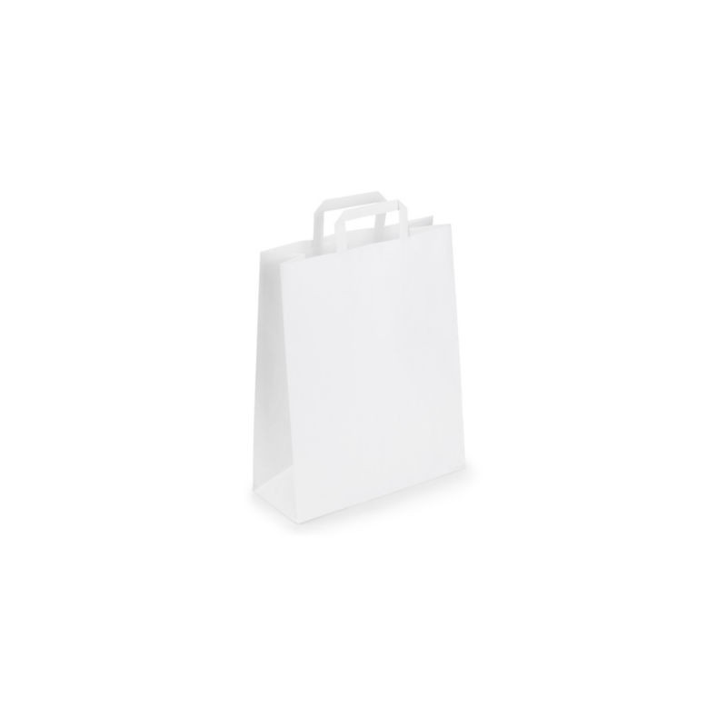 Sac kraft blanc à poignées plates RAJA 32 x 40 x 12 cm - Paquet de 250