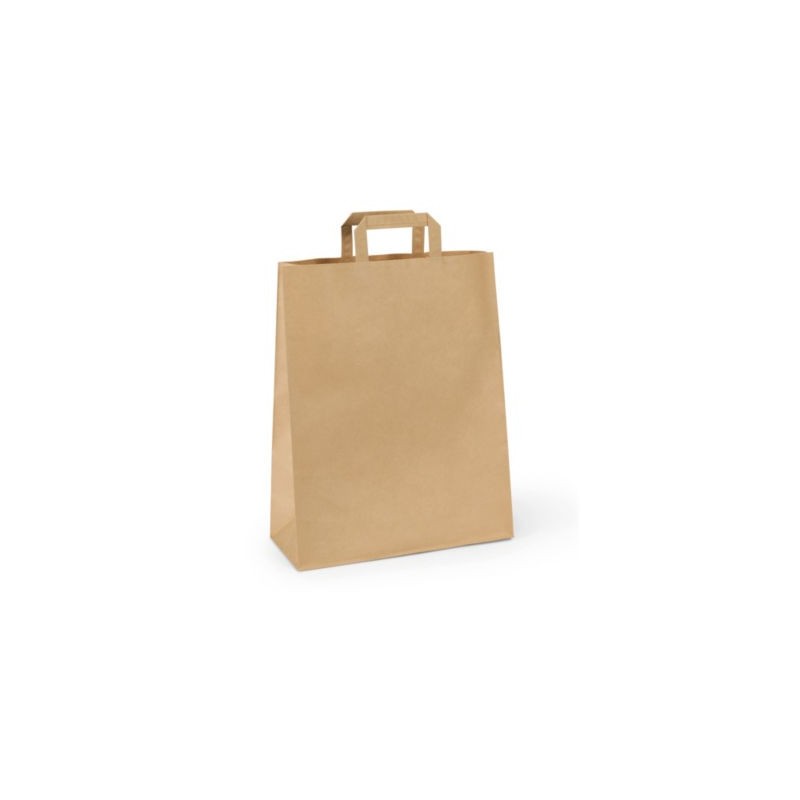 Sac kraft brun à poignées plates RAJA 32 x 40 x 12 cm - Paquet de 250