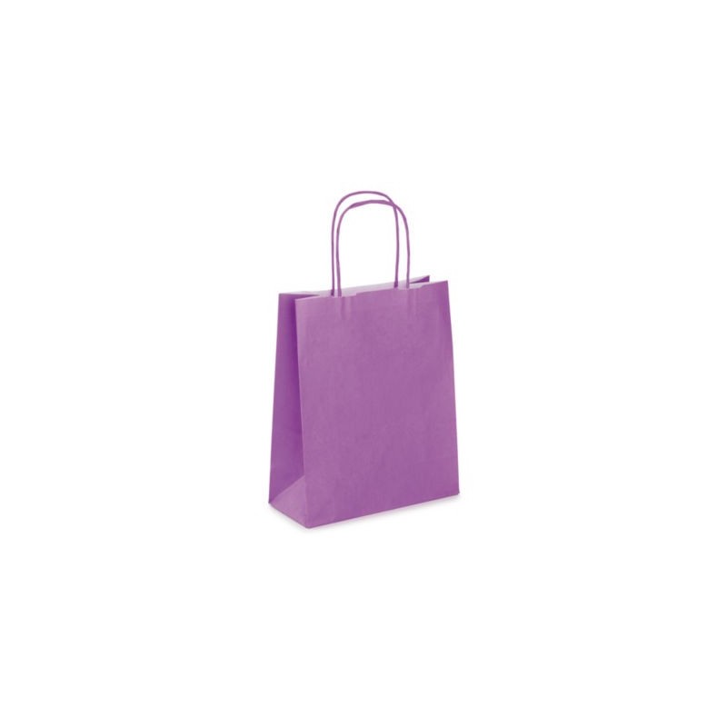Mini sac kraft parme à poignées torsadées 18 x 22 x 8 cm - Paquet de 50