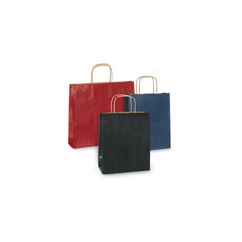 Sac kraft intérieur brun lisse noir à poignées torsadées RAJA 25 x 31 x 11 cm - Paquet de 100