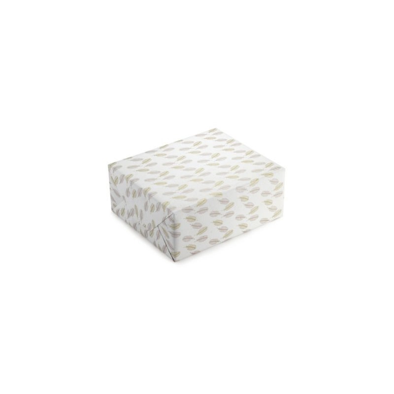 Papier cadeau à base de sucre de betterave imprimé Plumes 70 cm x 50 m