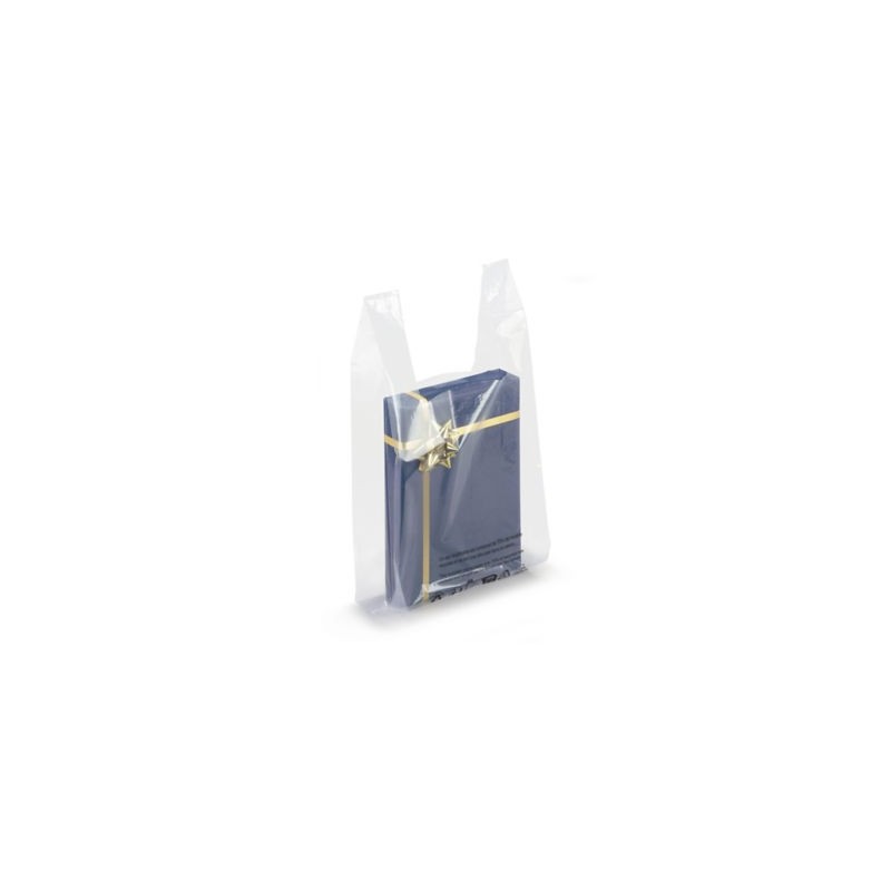 Sac plastique transparent 70% recyclé à bretelles 30 x 50 x 14 cm - Paquet de 500