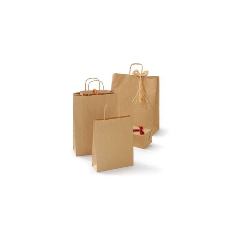 Sac kraft recyclé brun à poignées torsadées 40 x 45,8 x 19 cm - Paquet de 100