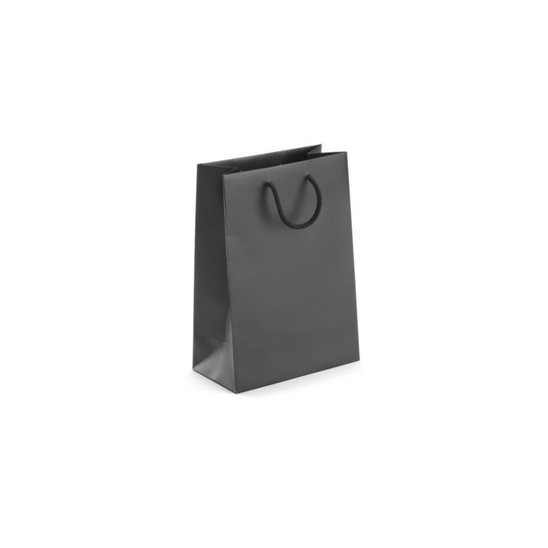 Sac pelliculé mat noir effet relief à poignées cordelières 19 x 27 x 10 cm - Paquet de 20