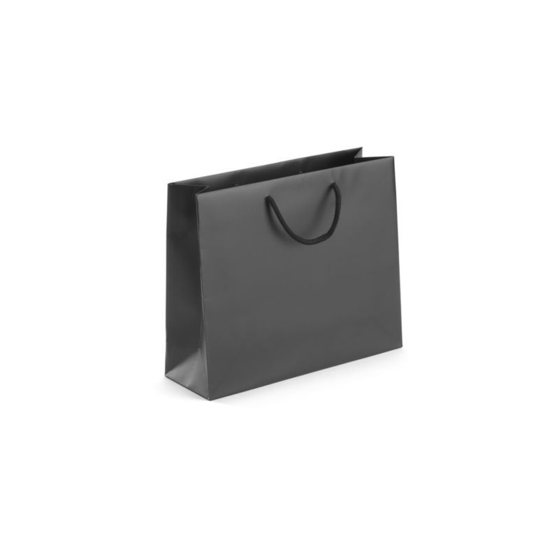 Sac pelliculé mat noir effet relief à poignées cordelières 30 x 25 x 10 cm - Paquet de 20