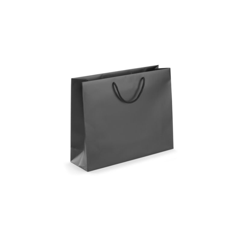 Sac pelliculé mat noir effet relief à poignées cordelières 40 x 32 x 12 cm - Paquet de 20