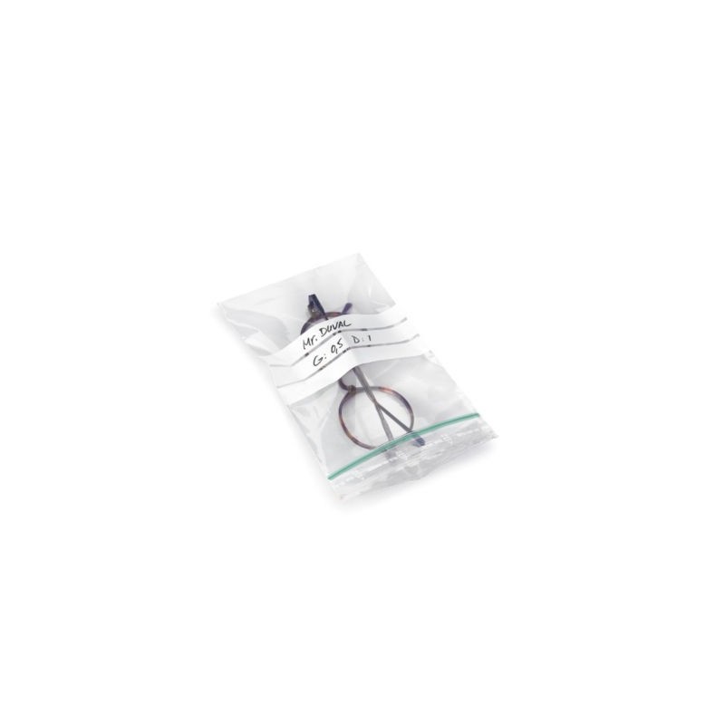 Sachet plastique zip 50% recyclé transparent à bandes blanches 60 microns RAJA 14x22 cm - Paquet de 1000