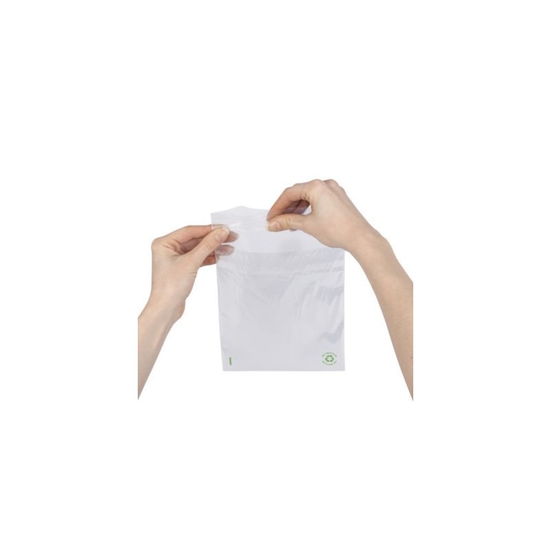 Sachet plastique 50% recyclé zip double poche 23x32 cm - Paquet de 500