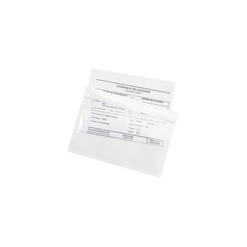 Pochette porte-documents adhésive transparente RAJA Super 130x105 mm - Paquet de 1000