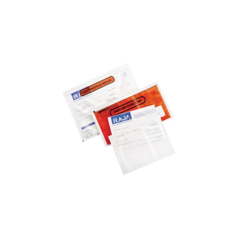 Pochette porte-documents adhésive documents ci-inclus RAJA Super 165x115 mm - Paquet de 1000