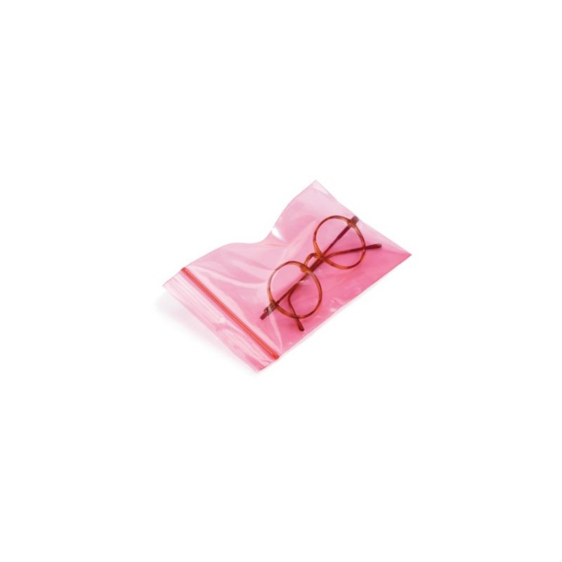 Sachet plastique 50% recyclé zip rose translucide 50 microns 16x22 cm - Paquet de 1000