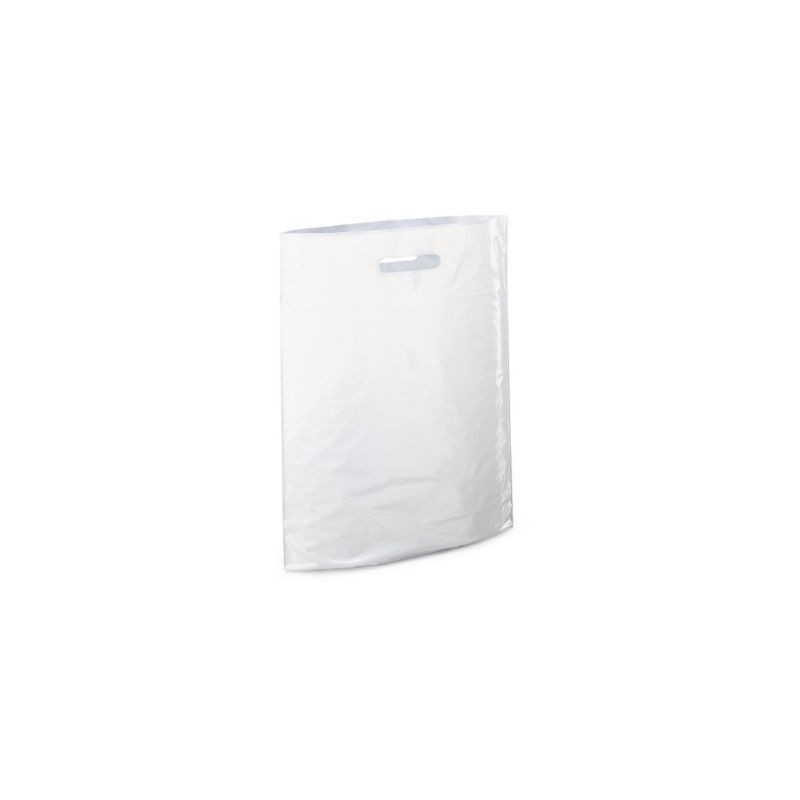 Sac plastique recyclé brun avec soufflet à poignées découpées RAJA 45 x 50 x 8 cm - Paquet de 200