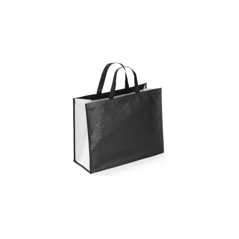 Sac PET 80% recyclé tissé noir et blanc 45 x 35 x 18 cm - Paquet de 10