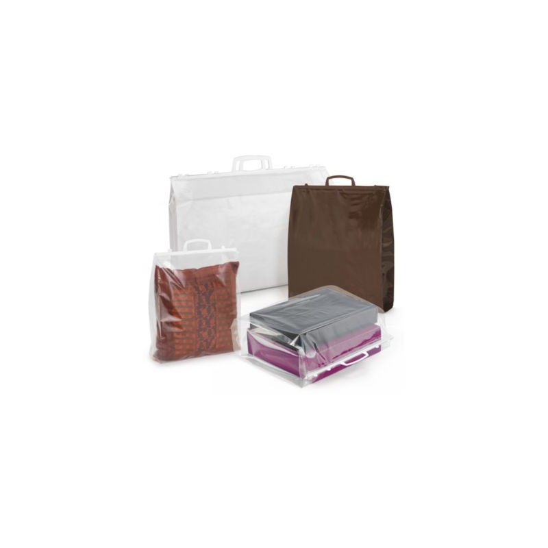 Sac plastique transparent 60% recylé à poignées rigides 50 x 45 x 10 cm - Paquet de 100