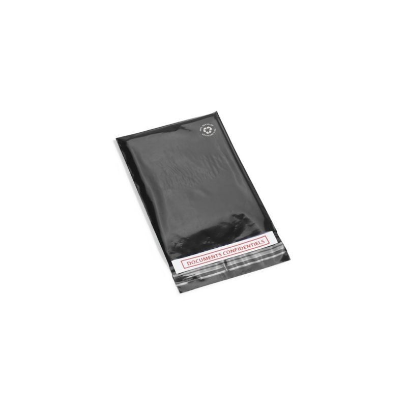 Sachet plastique recyclé noir opaque à fermeture adhésive 12 x 18 cm - Paquet de 1000