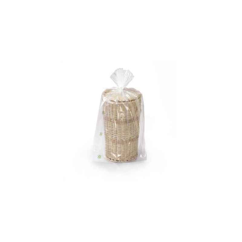 Sachet plastique recyclé à soufflets transparent 50 microns RAJA 70 x 140 x 50 cm - Paquet de 150