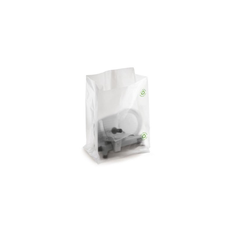 Sachet plastique recyclé à soufflets transparent 150 microns RAJA 80x140x60 cm - Paquet de 40