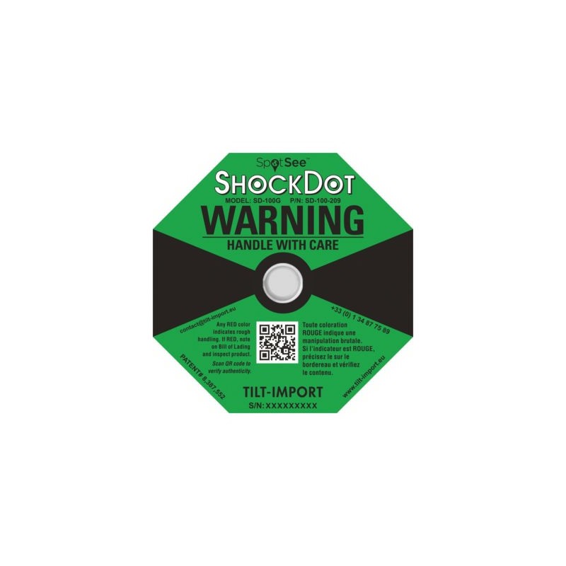 Indicateur de choc vert - Lot de 50