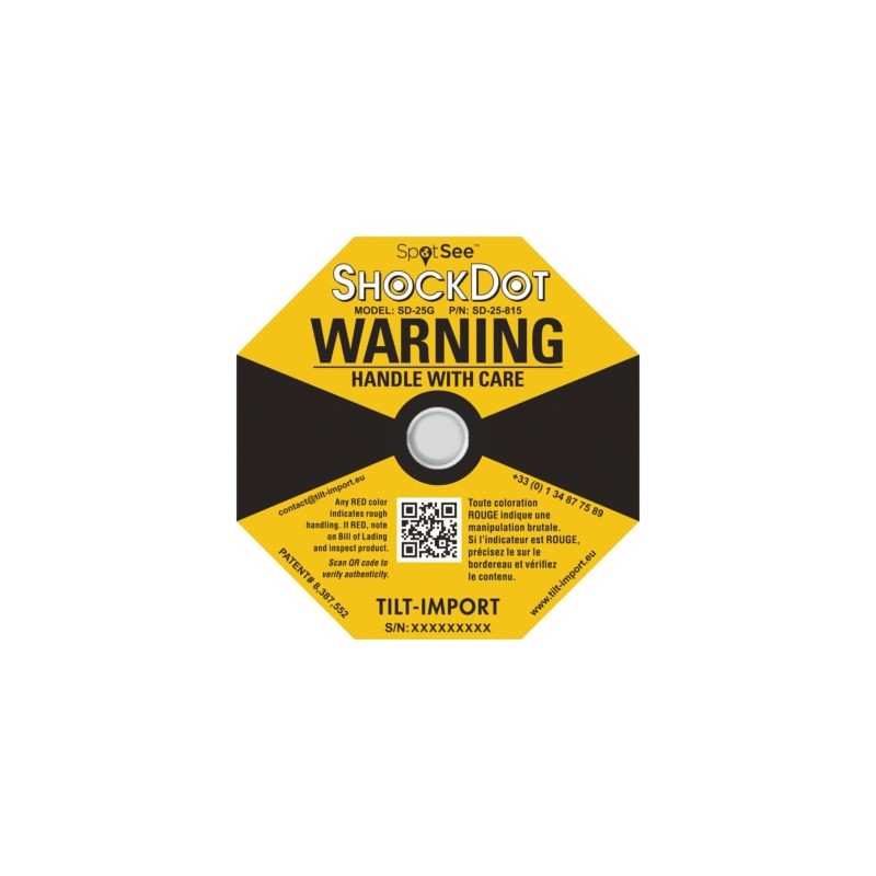 Indicateur de choc jaune - Lot de 50