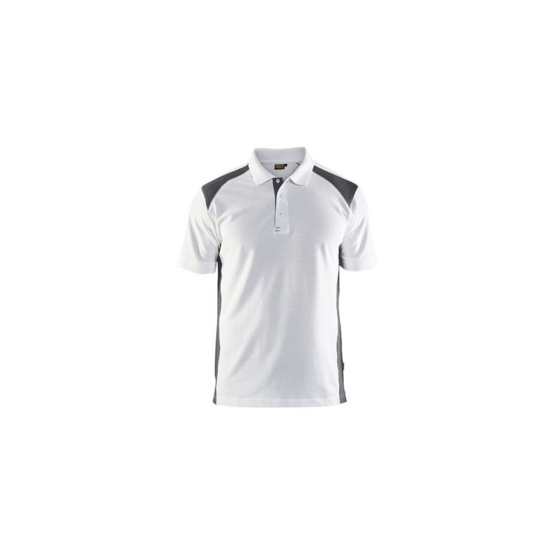 Polo piqué BLAKLADER Blanc/Gris foncé XL