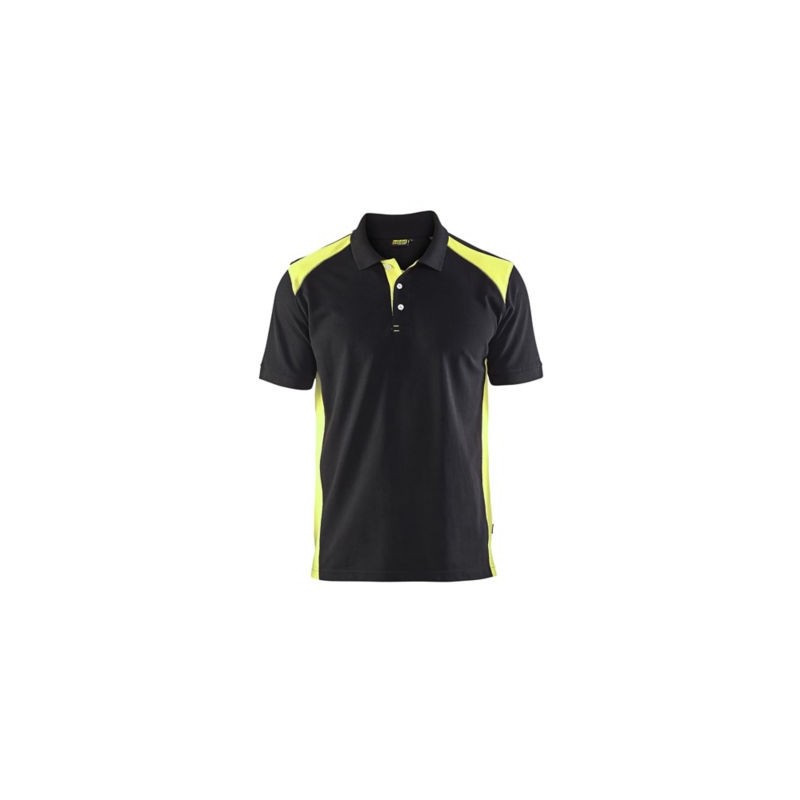 Polo piqué BLAKLADER Noir/Jaune fluo L