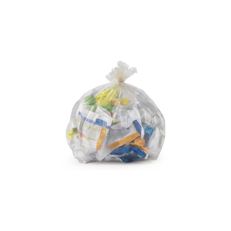 Sac transparent 80% recyclé 50 L - Paquet de 500