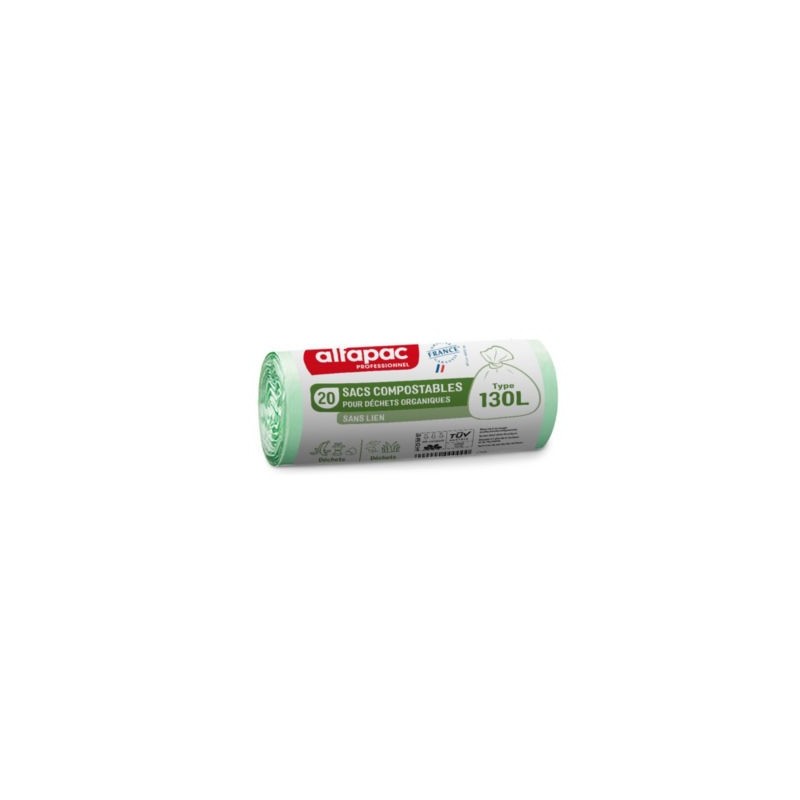 Sac poubelle biodégradable ALFAPAC 130 L - Paquet de 100
