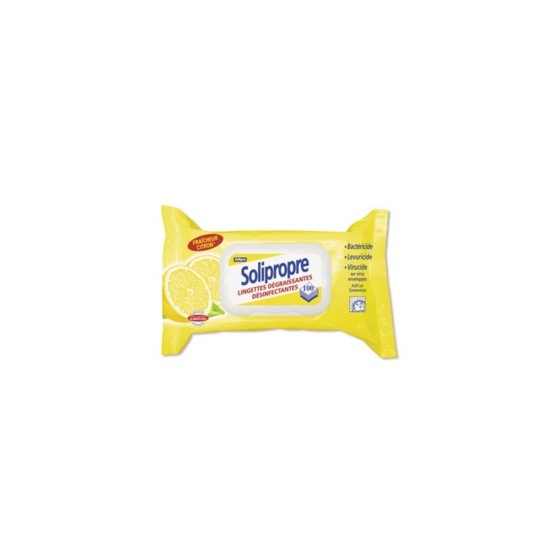 Lingettes désinfectantes SOLIPROPRE - Paquet de 100 x 2