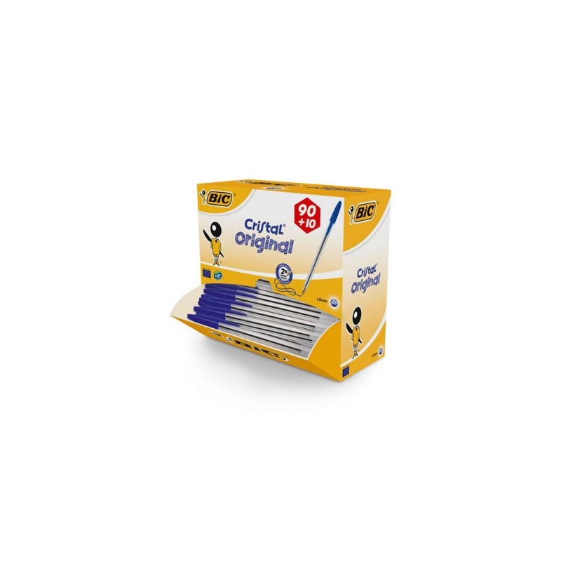 Pack de stylo à bille cristal BIC bleu - Paquet de 100