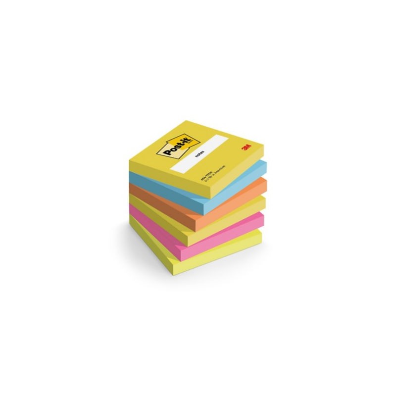 Notes repositionnables Super Sticky Energetic Post-it® 76 x 76 mm - Lot de 6