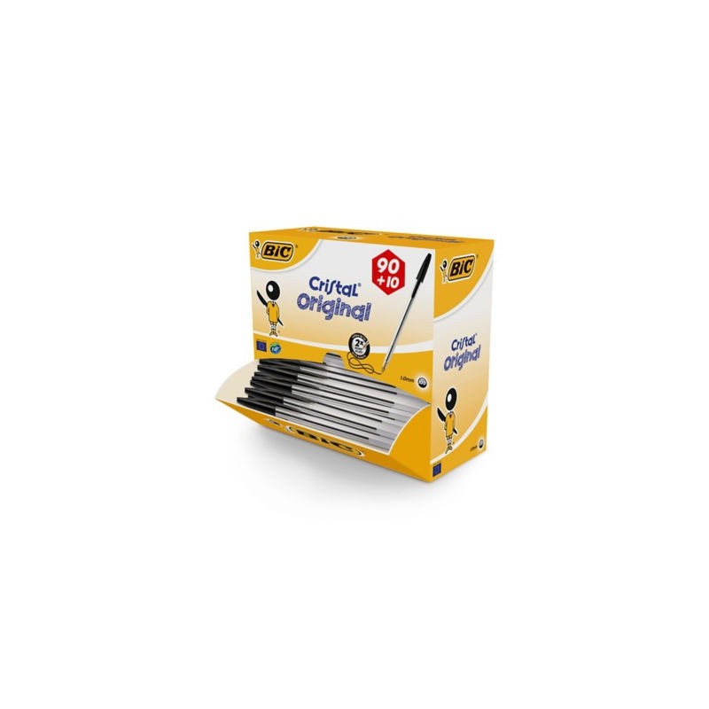 Pack de stylo à bille cristal BIC noir - Paquet de 100