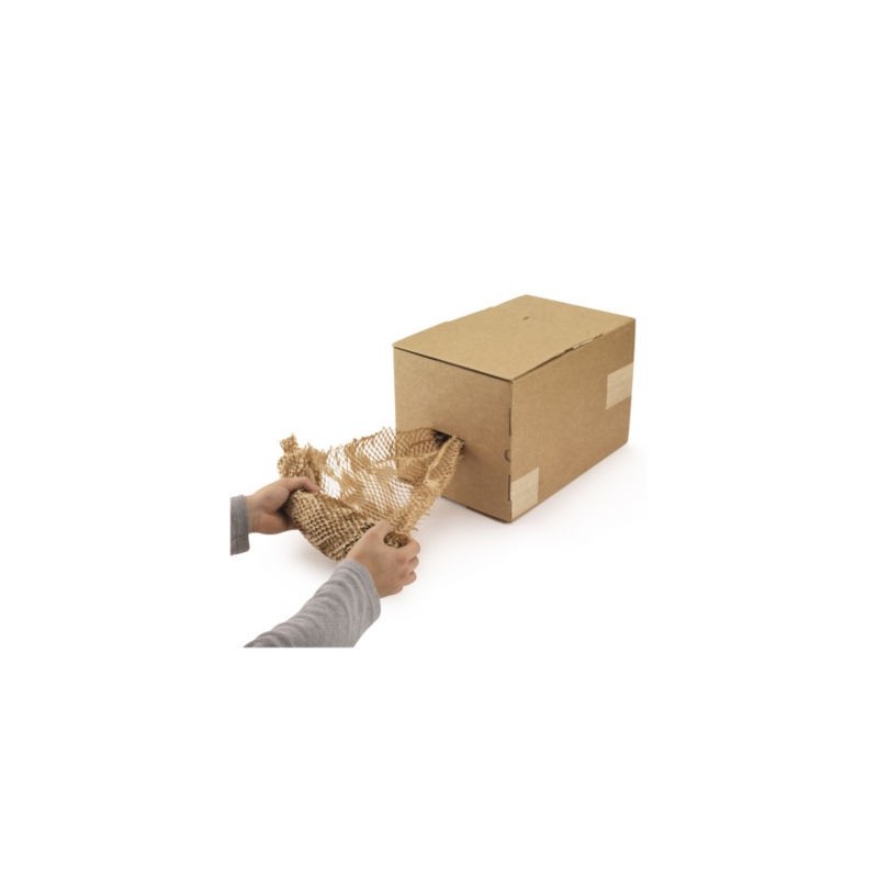 Papier de calage alvéolé recyclé en boîte distributrice
