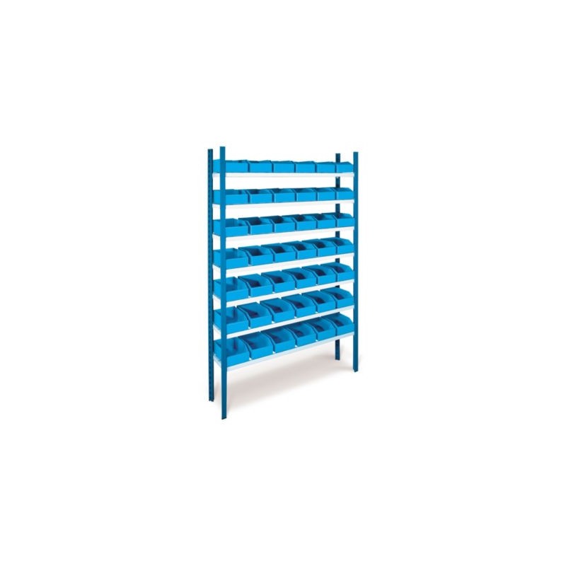 Pack rayonnage + 50 bacs à bec polypropylène alvéolaire bleu 4,3 l