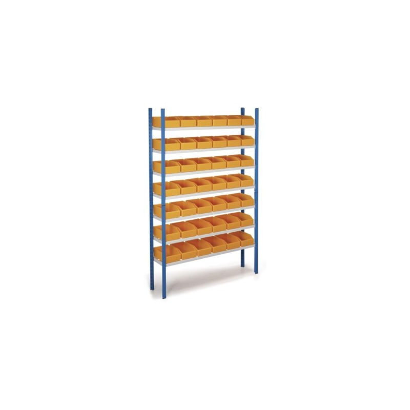 Pack rayonnage + 50 bacs à bec polypropylène alvéolaire orange 4,3 l