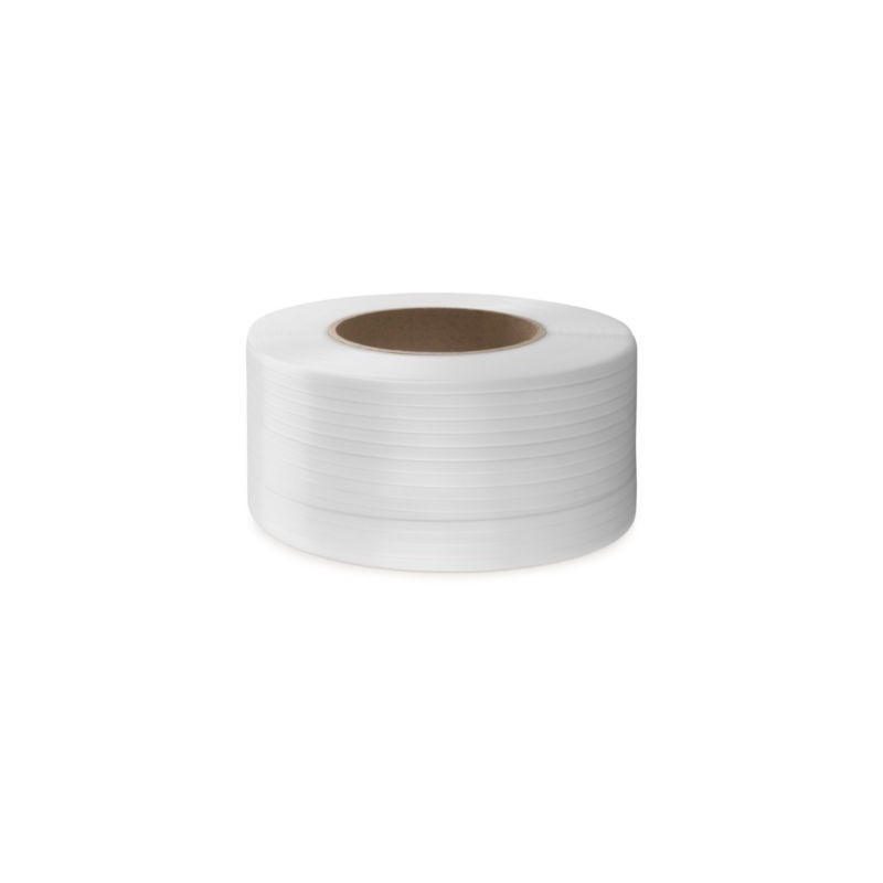 Feuillard polypropylène résistance supérieure RAJA blanc 12 mm x 2000 m - Lot de 2