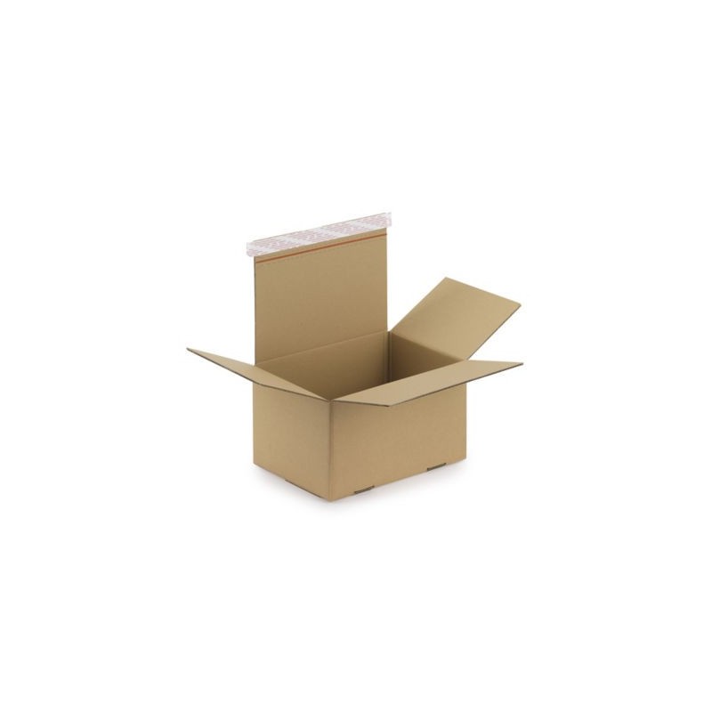 Caisse carton brune double cannelure montage instantané fermeture adhésive RAJA 35x25x20 cm - Lot de 10