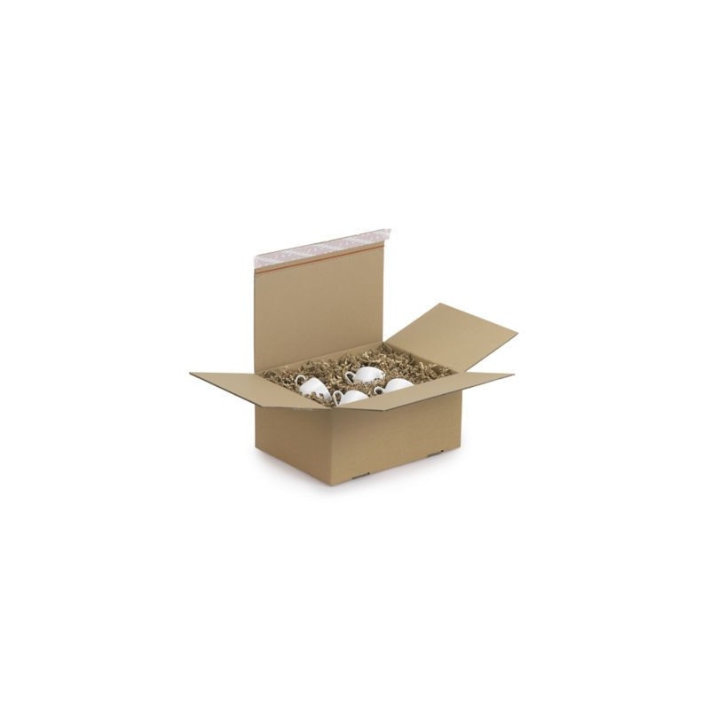 Caisse carton brune double cannelure montage instantané fermeture adhésive RAJA 39x29x18 cm - Lot de 10