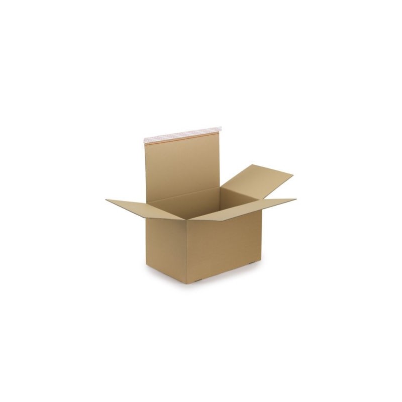 Caisse carton brune double cannelure montage instantané fermeture adhésive RAJA 59x39x38 cm - Lot de 5