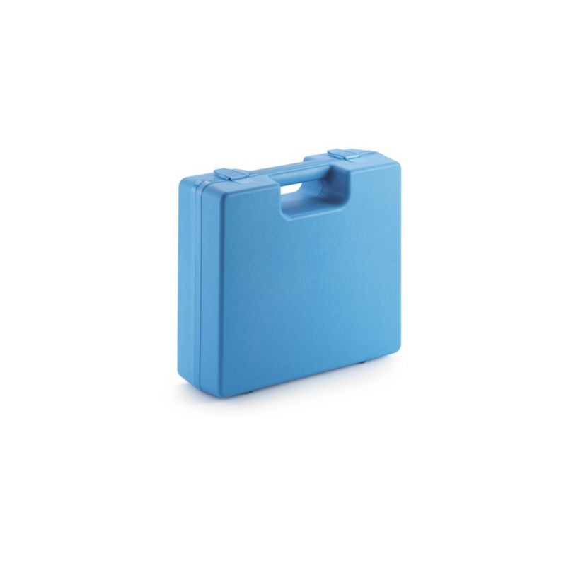 Mallette plastique 95% recyclé bleu à poignée intégrée 309x282x100 mm - Lot de 10