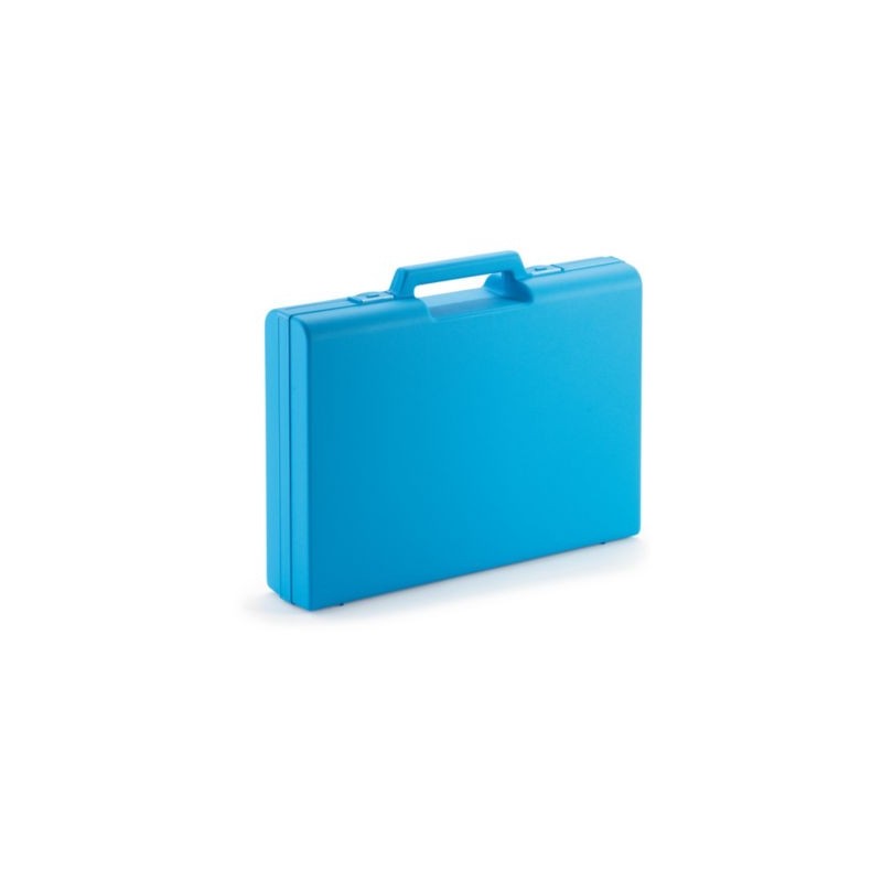 Mallette plastique 95% recyclé bleu à poignée sortante 269x376x73 mm - Lot de 10