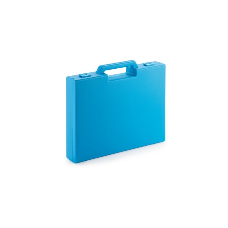 Mallette plastique 95% recyclé bleu à poignée sortante 244x318x49 mm - Lot de 20
