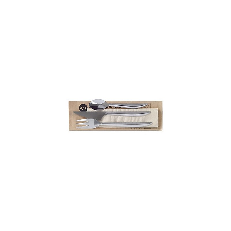 Kit couverts inox 4/1 215x71mm - colis de 200 kits couverts