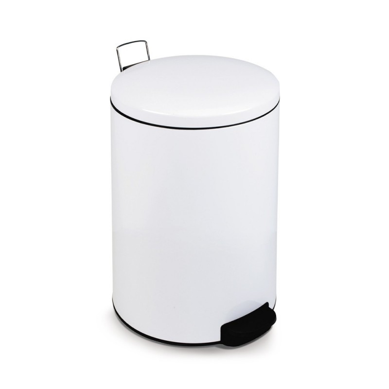 Poubelle à pédale en acier époxy blanc 20 litres