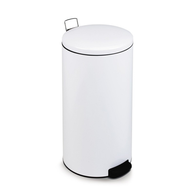Poubelle à pédale en acier époxy blanc 30 litres